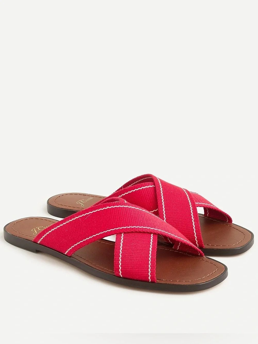 J Crew Flat Leather Sandals with Woven Straps NWT